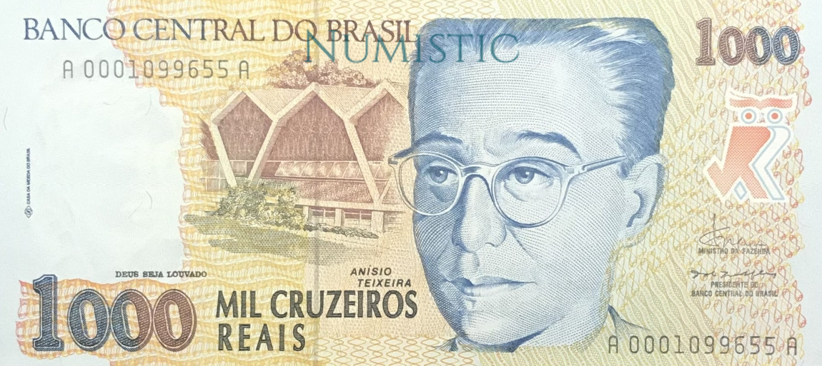 1.000 Cruzeiros Reais — obverse