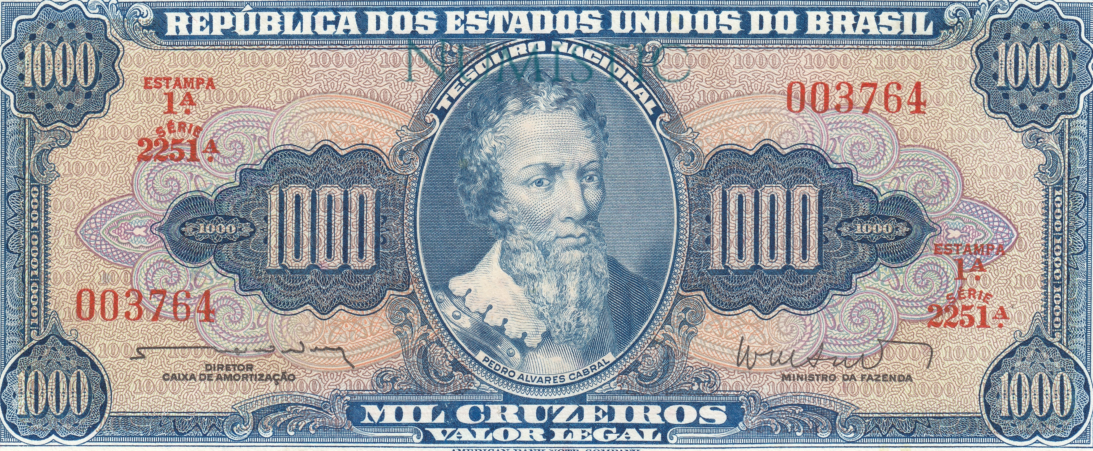 1000 Cruzeiros - 1ª Estampa — obverse