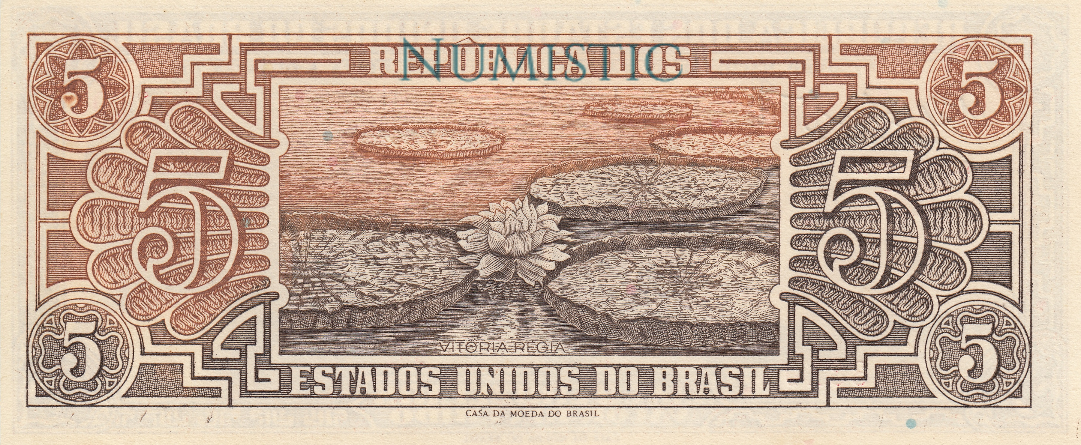 5 Cruzeiros - 3ª Estampa, Índio — reverse