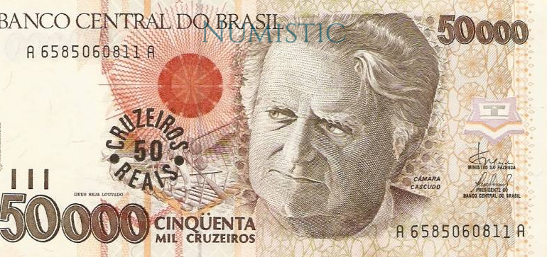 50 Cruzeiros Reais — obverse