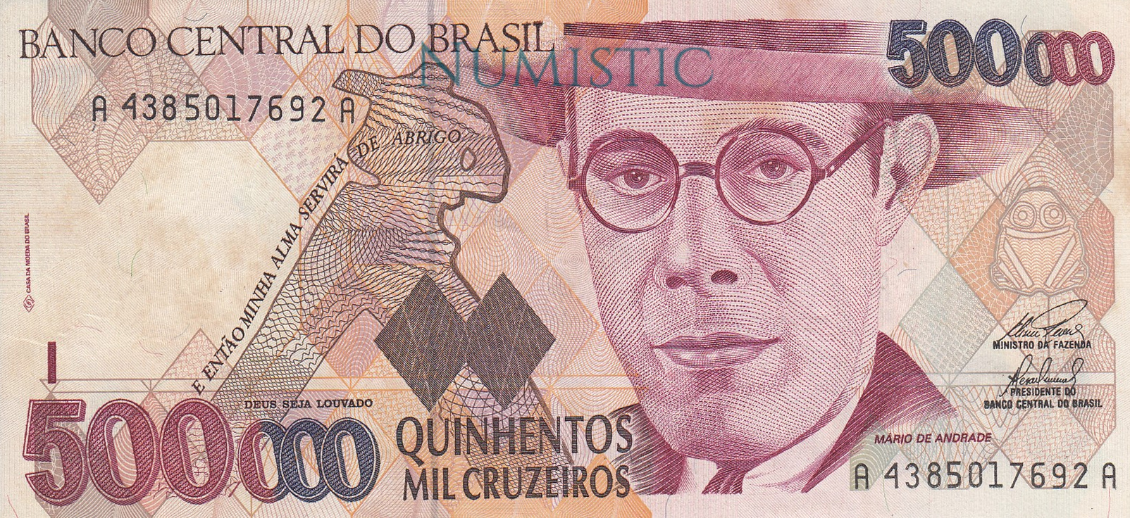 500.000 Cruzeiros — obverse