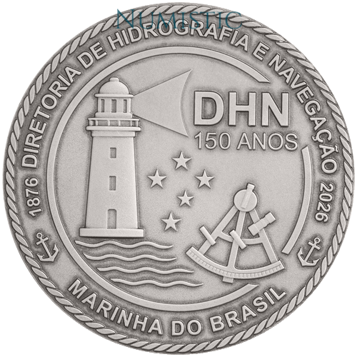 Medalha 150 anos da Diretoria de Hidrografia e Navegação Marinha Do Brasil — Anverso