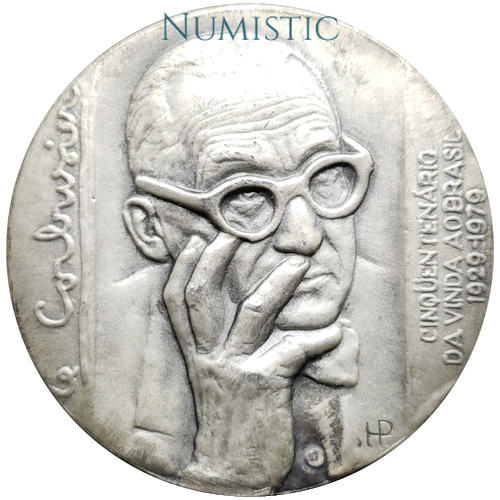 Medalha Cinquentenário da Vinda ao Brasil de Le Corbusier — obverse