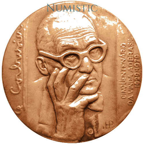 Medalha Cinquentenário da Vinda ao Brasil de Le Corbusier — Anverso