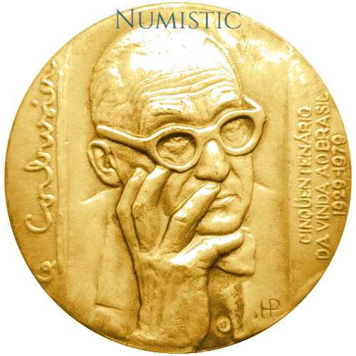 Medalha Cinquentenário da Vinda ao Brasil de Le Corbusier — Anverso