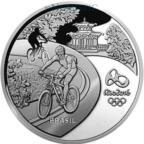 5 Reais - Jogos Olímpicos e Paralímpicos RIO - Ciclismo/ Mico Leão Dourado — obverse