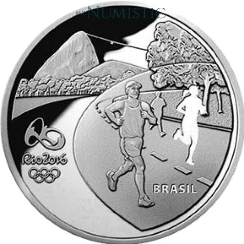 5 Reais - Jogos Olímpicos e Paralímpicos RIO - Corrida/ Teatro Municipal — obverse