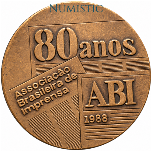 Medalha 80 Anos da Associação Brasileira de Imprensa — Anverso — Bronze
