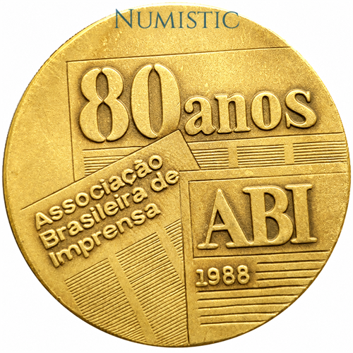 Medalha 80 Anos da Associação Brasileira de Imprensa — Anverso — Ouro .900