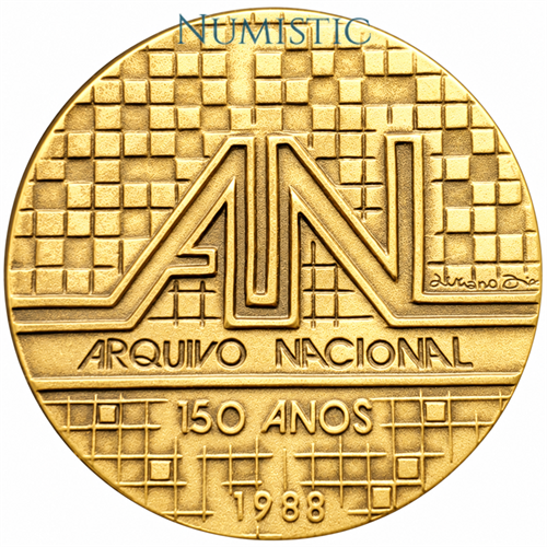 Medalha 150 Anos do Arquivo Nacional — Anverso — Ouro .900