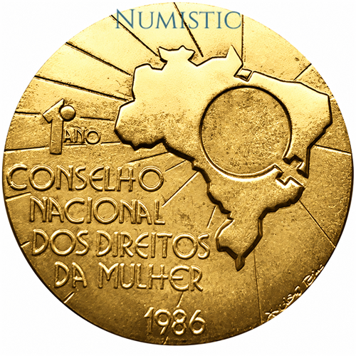 Medalha 1° Ano do Conselho Nacional dos Direitos da Mulher — Reverso — Ouro .900