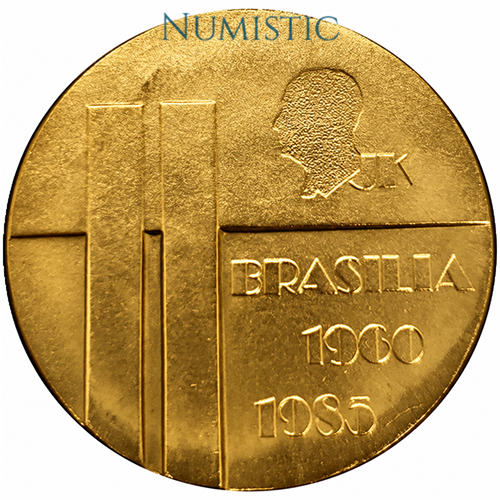 Medalha 25 Anos de Brasília — Reverso — Ouro .900