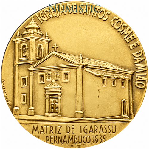 Medalha Igrejas Coloniais Igreja de Santos Cosme Damião — Reverso — Ouro .900