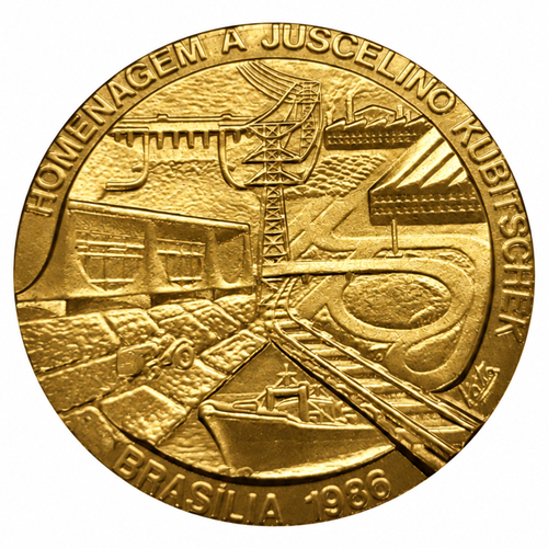 Medalha Juscelino Kubitschek de Oliveira — Reverso — Ouro .900