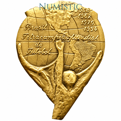 Medalha Brasil Tetracampeão Mundial de Futebol — Reverso — Ouro .900