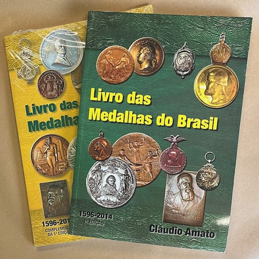 Capa de Livro das Medalhas do Brasil – 1a.edição + compl. 1a.edição (2 livros) – Claudio Amato – 2014/2017