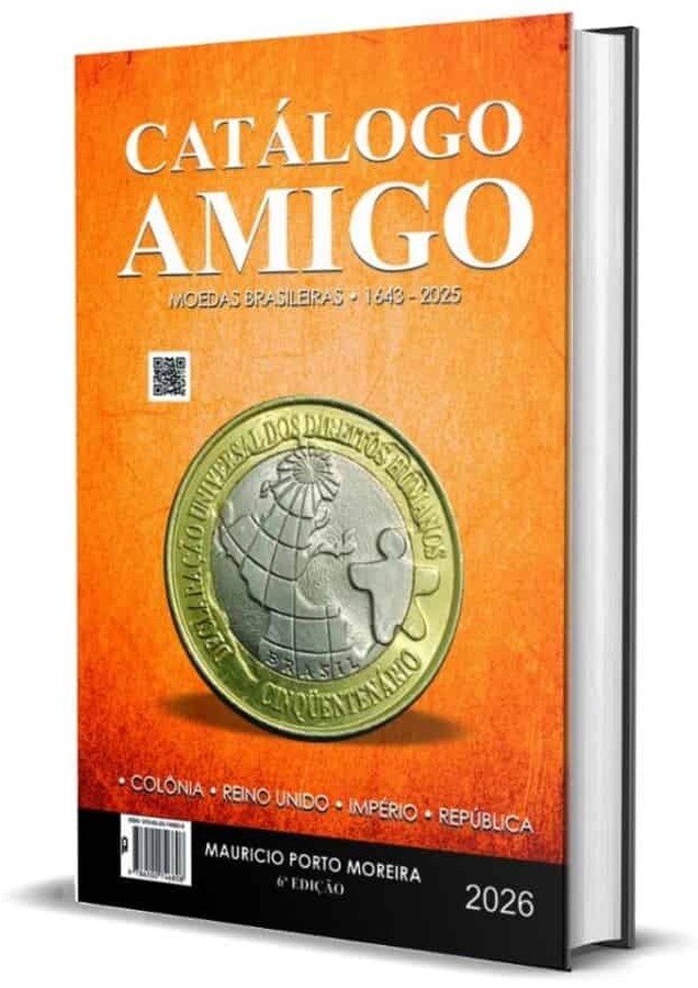 Capa de Catálogo Amigo 2026 – Moedas e Cédulas Brasileiras 2 em 1